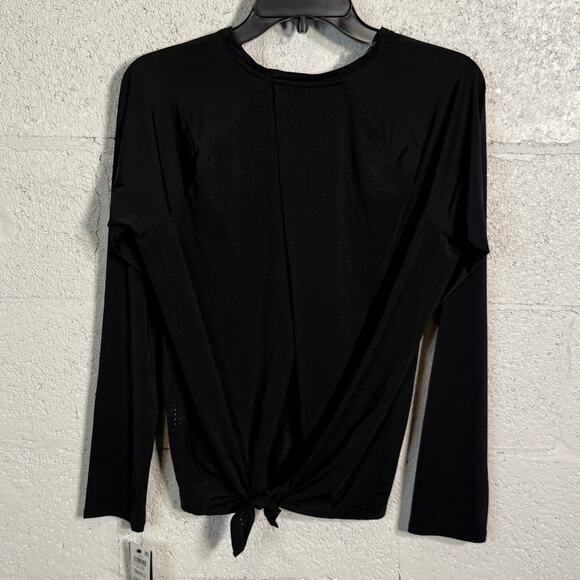 Ideology Women's Active Perforated Tie-Back Long-Sleeve Top Black Small - Picture 2 of 6